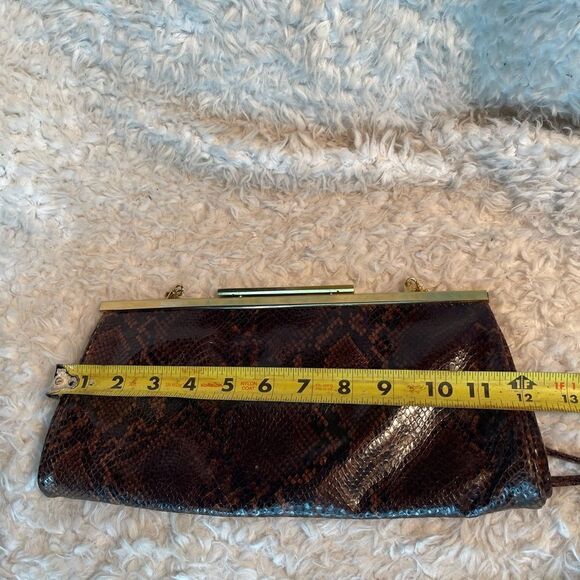 Vintage Tanner made in Italy leather shades of Brown snake skin prints clutch - Picture 9 of 10